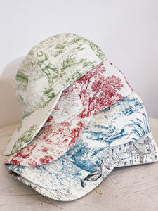 Cappellino sartoriale Toile de Jouy azzurro