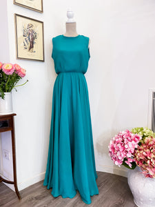 Long micro-pleated dress with shrug - Size 44