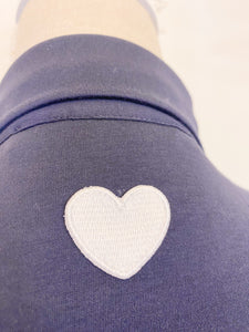 Giulia blu- Camicia in maglia - Bottoncino a cuore