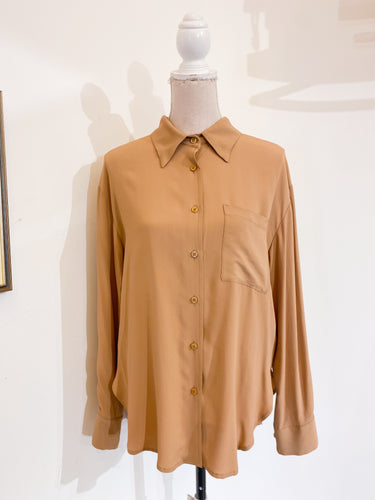 Camicia over seta cammello