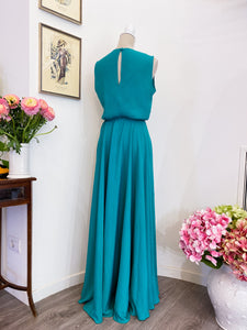 Long micro-pleated dress with shrug - Size 44