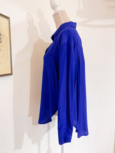 Camicia over seta blu elettrico
