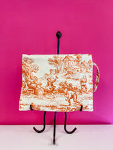 Load image into Gallery viewer, Rust Toile de Jouy clutch bag