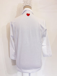 Giulia white - Knitted shirt - Heart button