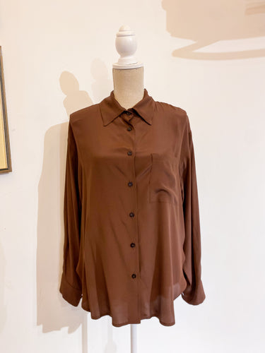 Camicia over seta marrone