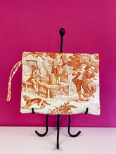 Load image into Gallery viewer, Rust Toile de Jouy clutch bag