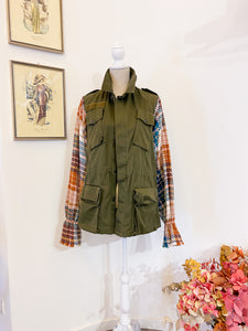 Plaid Sleeve Jacket - One size fits all