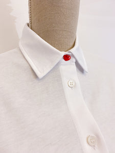 Giulia white - Knitted shirt - Heart button