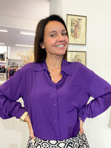 Camicia over seta viola