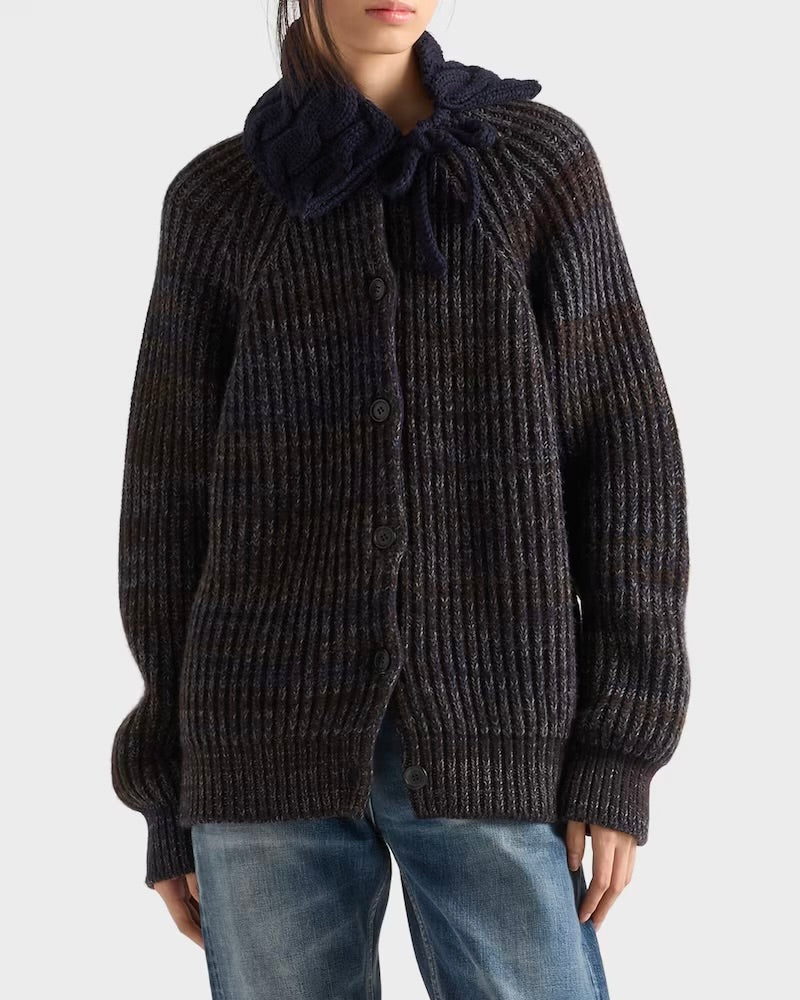 Cardigan over lana mouliné