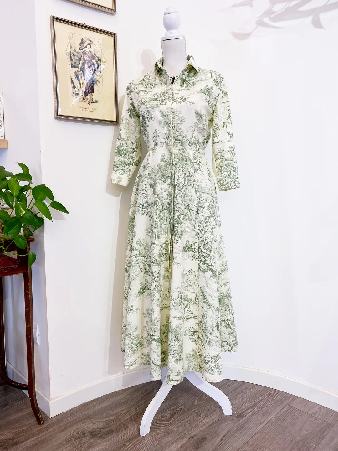 Chemisier Toile de Jouy verde