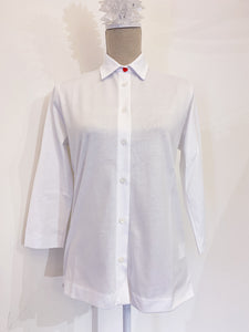 Giulia bianca- Camicia in maglia - Bottoncino a cuore