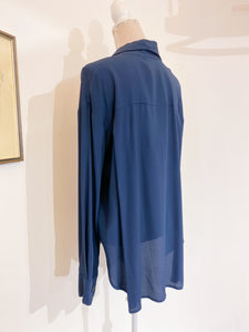 Camicia over seta blu marino