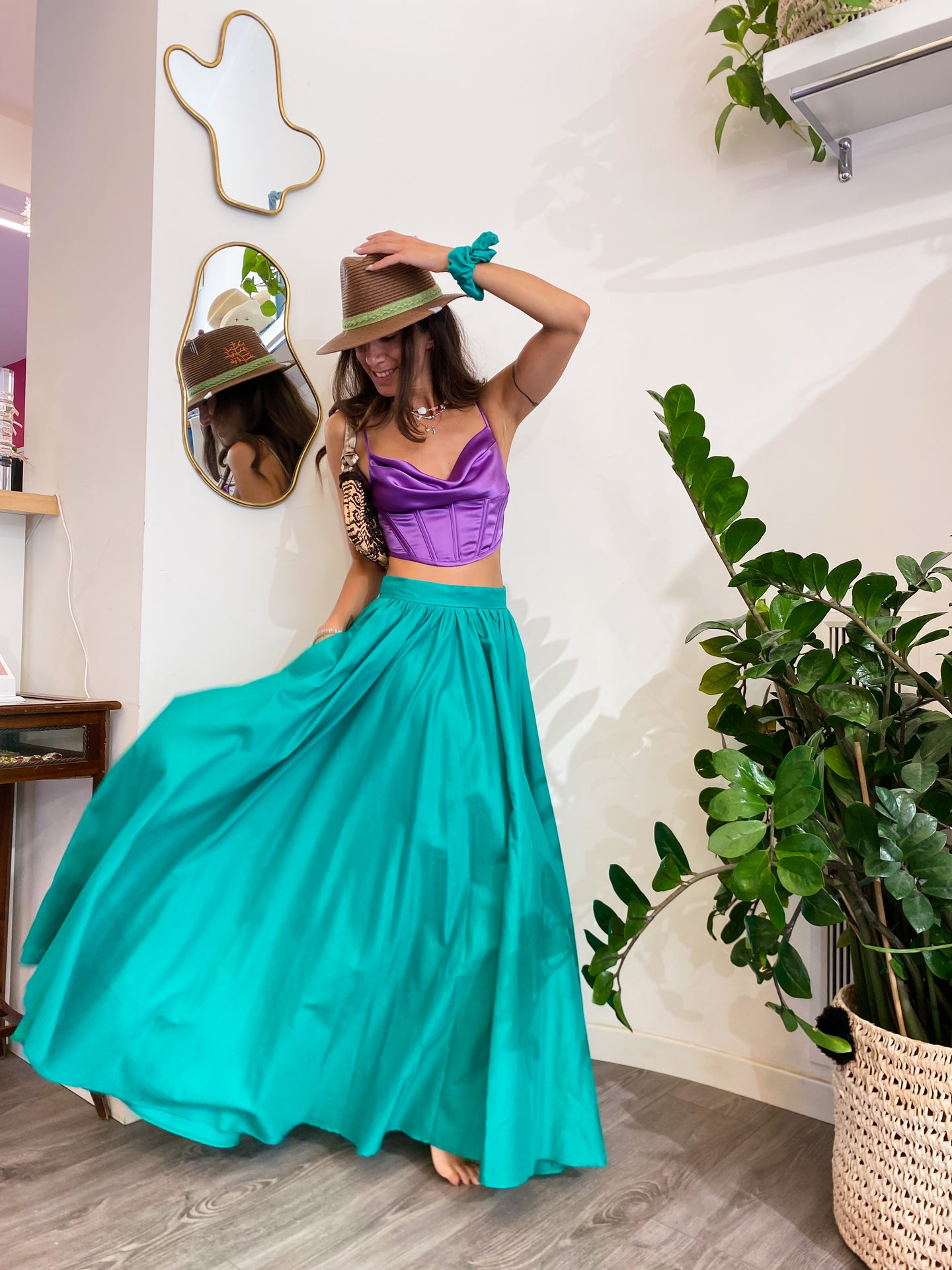 Top viola raso - Taglia XS