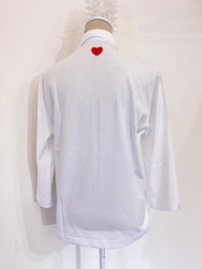 Giulia white - Knitted shirt - Heart button