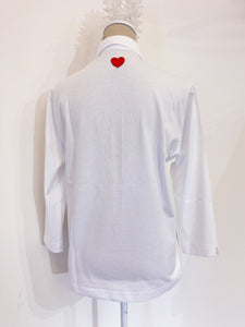 Giulia bianca- Camicia in maglia - Bottoncino a cuore