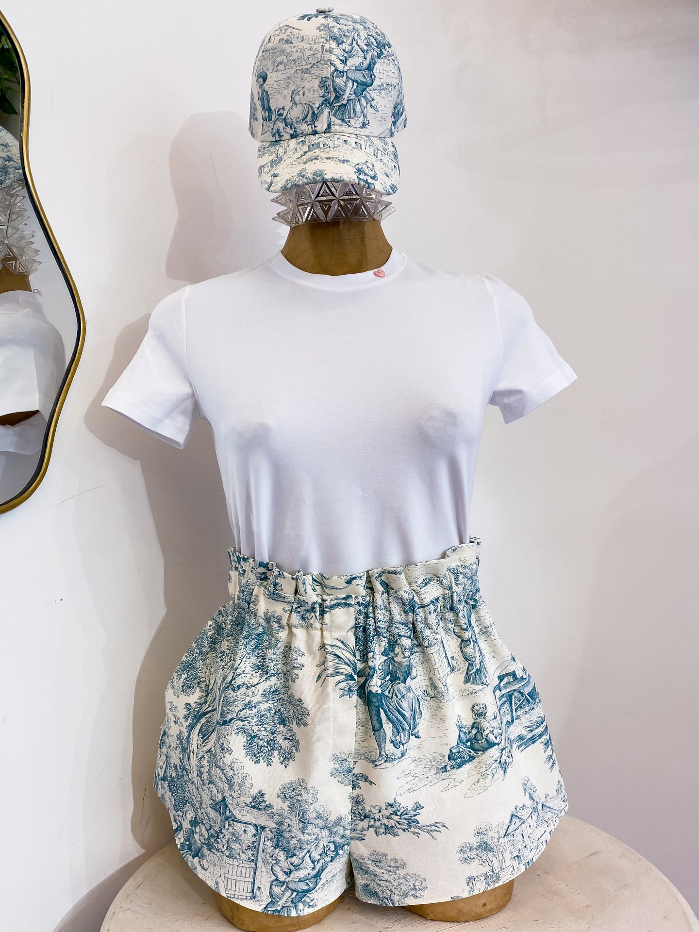 Shorts Toile de Jouy azzurro