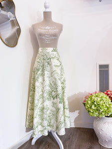 Gonna sartoriale - Toile de Jouy verde - Taglia 46