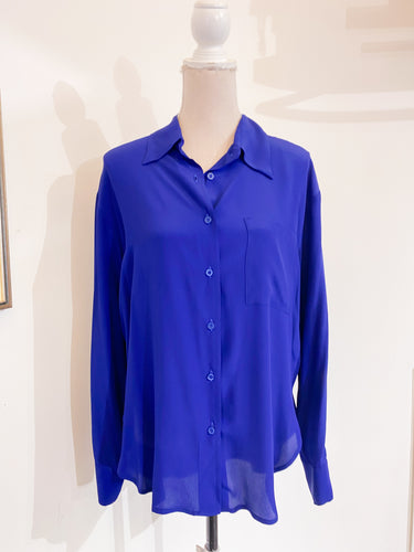 Camicia over seta blu elettrico