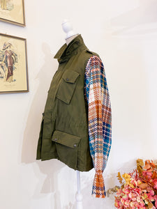 Plaid Sleeve Jacket - One size fits all