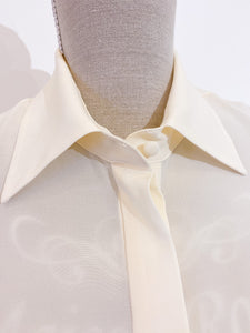 Ivory silk shirt + scarf