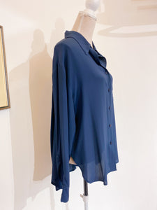 Camicia over seta blu marino
