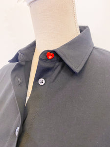 Giulia black - Knitted shirt - Heart button