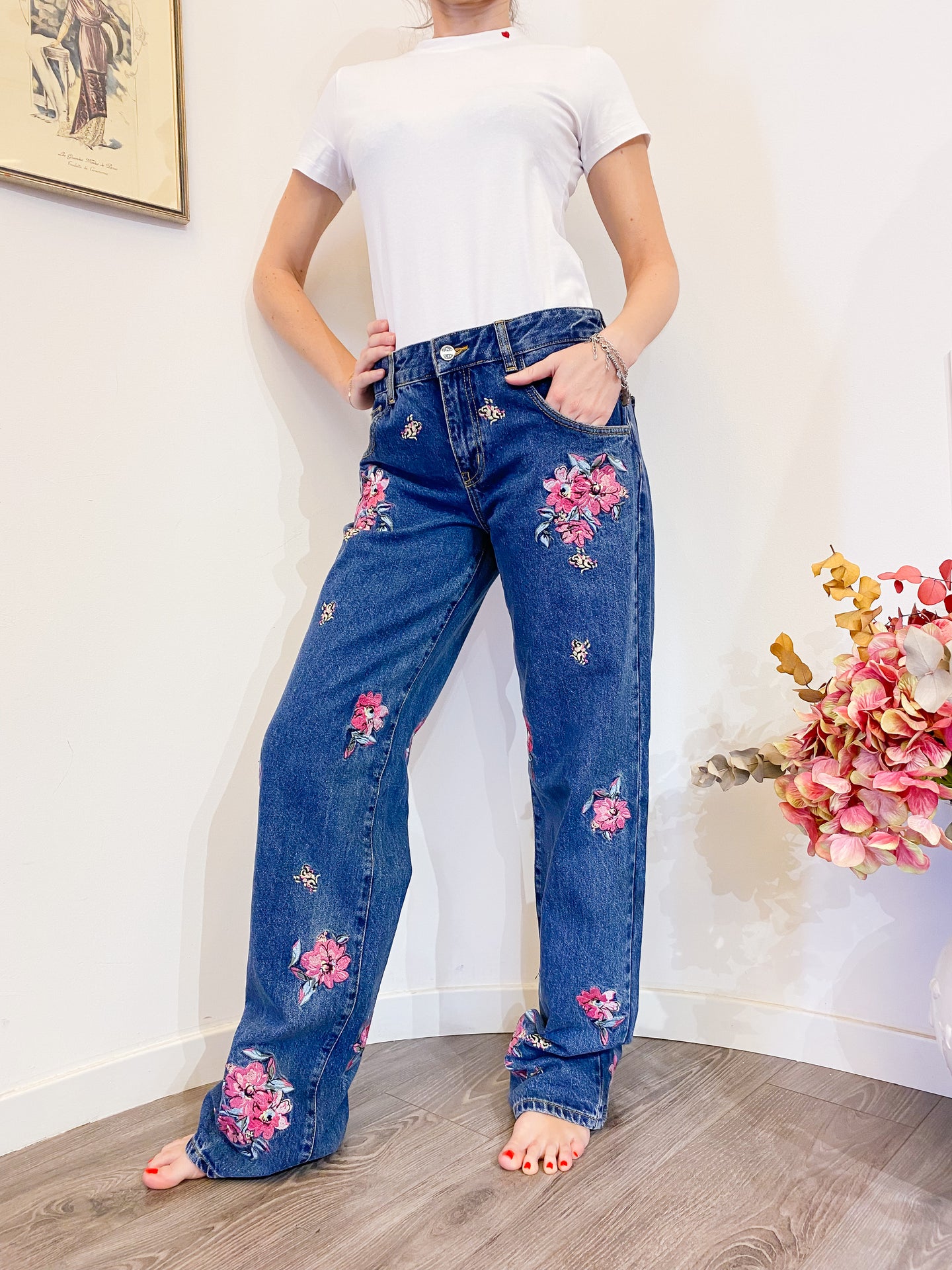 Floral jeans