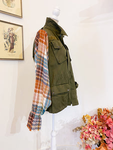 Plaid Sleeve Jacket - One size fits all