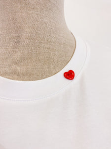 Tshirt Flora - Slim - Bottoncino cuore rosso.