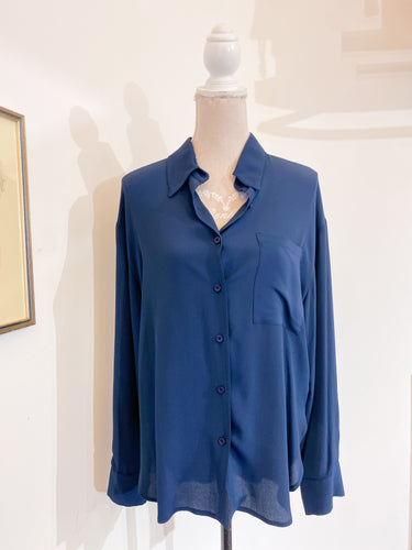 Camicia over seta blu marino