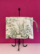 Load image into Gallery viewer, Sage green Toile de Jouy clutch bag