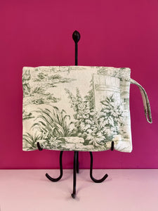 Pochette Toile de Jouy verde salvia