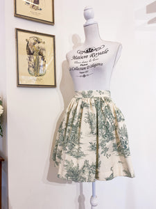 Miniskirt - Toile de Jouy green - Size 40