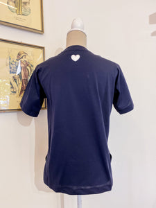 Tshirt Michela blu - Over- Ricamo cuore collo