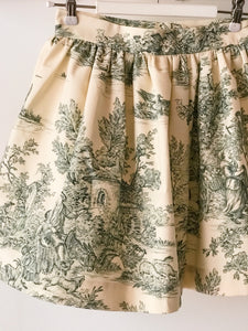 Miniskirt - Toile de Jouy green - Size 40