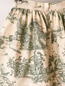 Minigonna - Toile de Jouy verde - Taglia 40