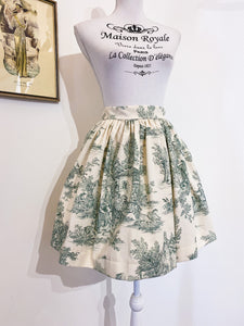 Miniskirt - Toile de Jouy green - Size 40