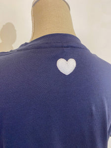 Tshirt Michela blu - Over- Ricamo cuore collo