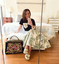 Carica l&#39;immagine nel visualizzatore di Gallery, Gonna sartoriale - Toile de Jouy verde - Taglia 46