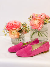 Load image into Gallery viewer, Handcrafted moccasins in fuchsia suede