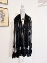 Load image into Gallery viewer, Black voile scarf with embroidery