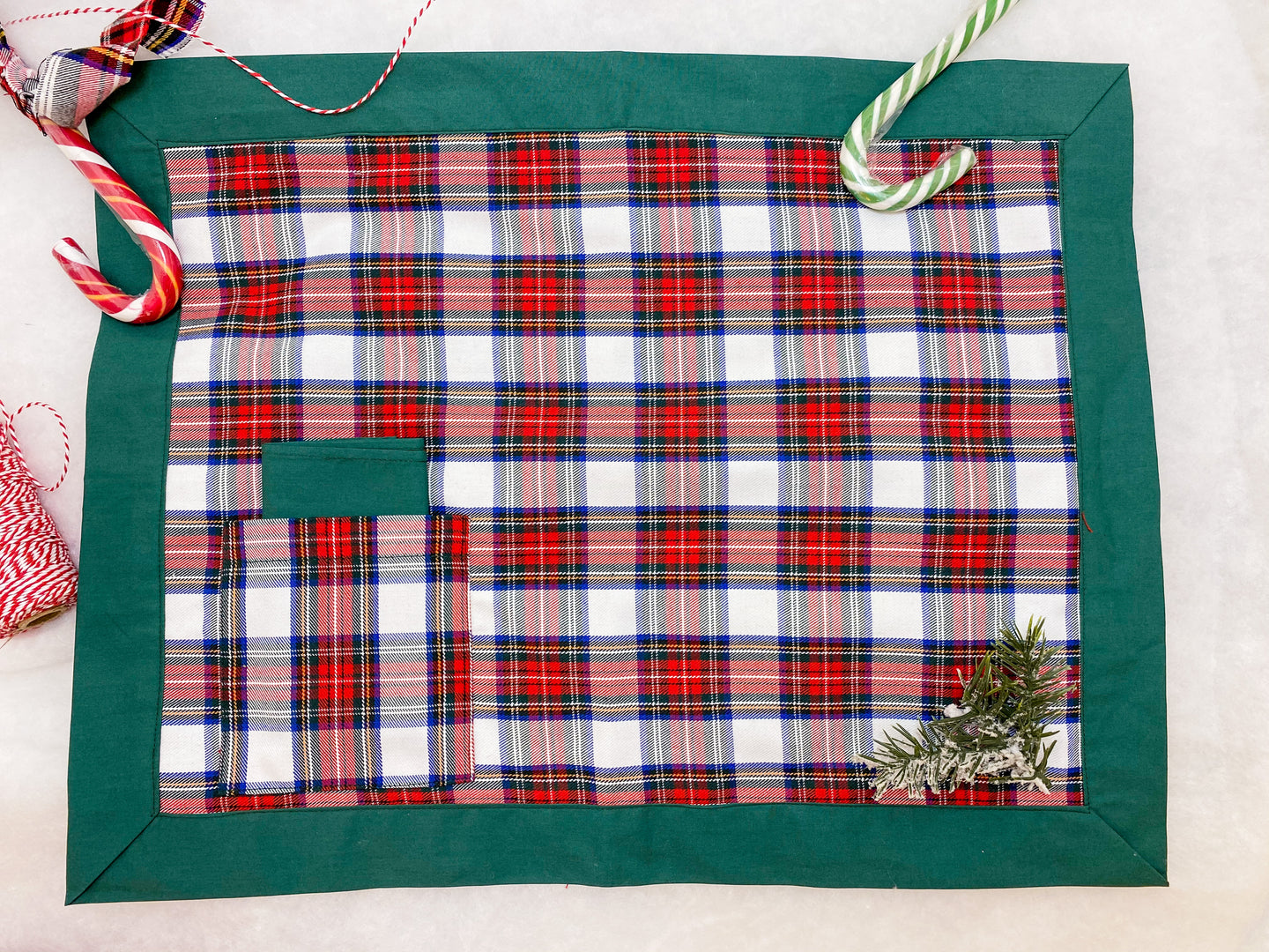 Tovaglietta Tartan bianco con profilo verde