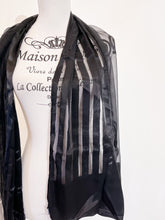 Load image into Gallery viewer, Black voile scarf with embroidery