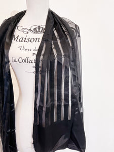 Black voile scarf with embroidery
