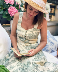 Gonna sartoriale - Toile de Jouy verde - Taglia 46
