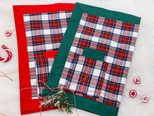 Load image into Gallery viewer, White Tartan placemat with green piping