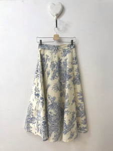Gonna sartoriale Toile de Jouy azzurro -PREORDER