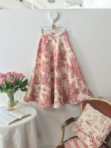 Pink Toile de Jouy Tailored Skirt - PREORDER