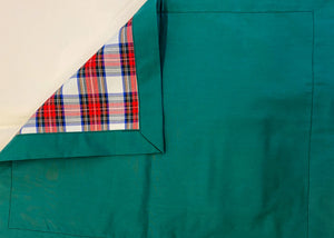 White Tartan placemat with green piping